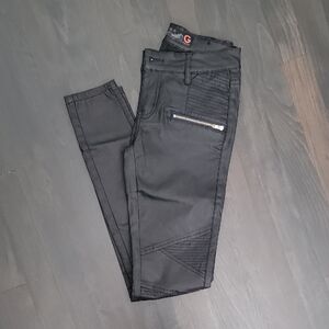 G by Guess Black Faux Leather Moto Skinny Pants